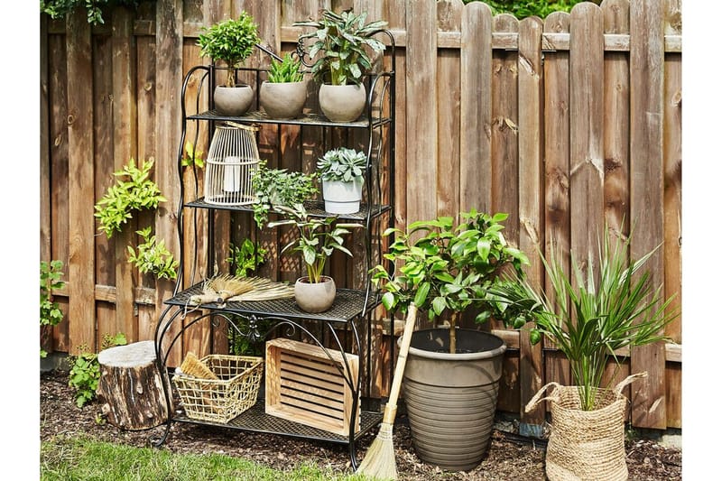 Växthylla 4 hyllor metall svart PAVONA - Svart - Utemöbler - Övrigt utemöbler - Tillbehör - Hylla utomhus