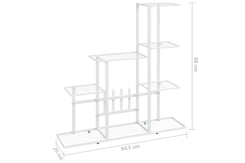 Växtställ 94,5x25x88 cm vit metall - Vit - Utemöbler - Övrigt utemöbler - Tillbehör - Hylla utomhus