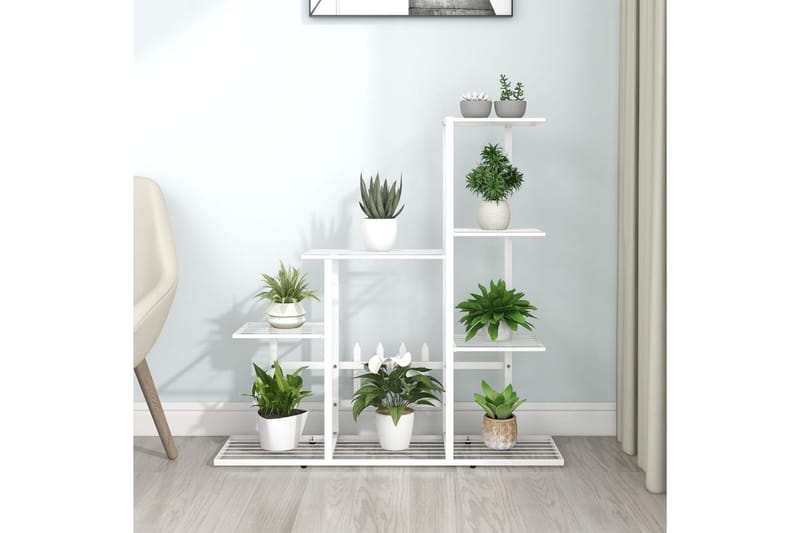 Växtställ 94,5x25x88 cm vit metall - Vit - Utemöbler - Övrigt utemöbler - Tillbehör - Hylla utomhus