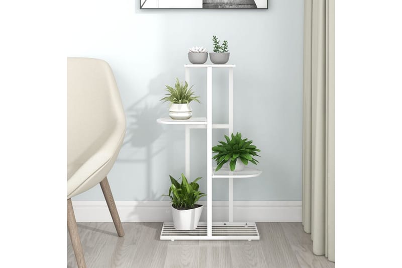 Växtställ med 4 hyllor 43x22x76 cm vit metall - Vit - Utemöbler - Övrigt utemöbler - Tillbehör - Hylla utomhus