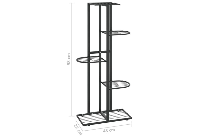 Växtställ med 5 hyllor 43x22x98 cm svart metall - Svart - Utemöbler - Övrigt utemöbler - Tillbehör - Hylla utomhus