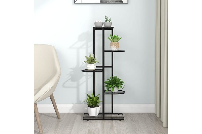 Växtställ med 5 hyllor 43x22x98 cm svart metall - Svart - Utemöbler - Övrigt utemöbler - Tillbehör - Hylla utomhus