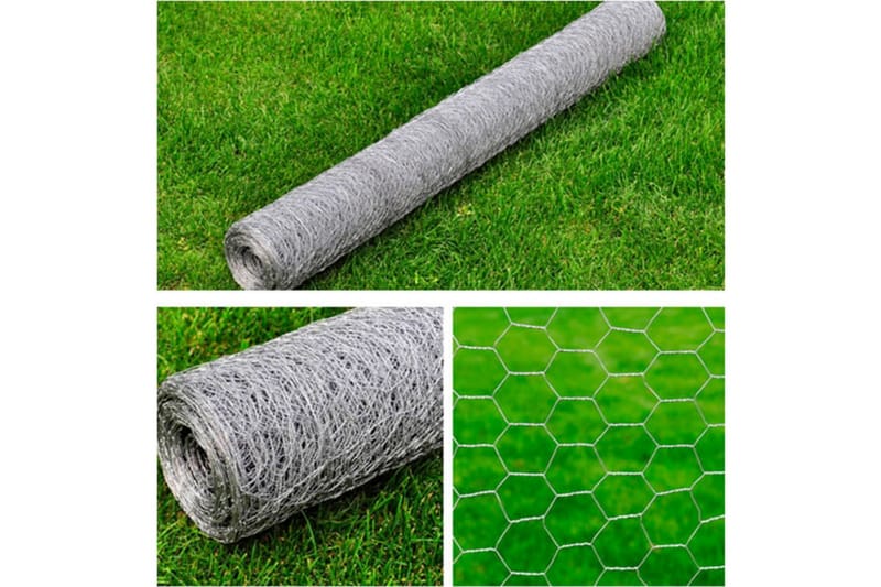 Nätstängsel galvaniserat stål hexagon 1x25 m silver - Silver - Utemöbler - Övrigt utemöbler - Tillbehör - Staket & grindar