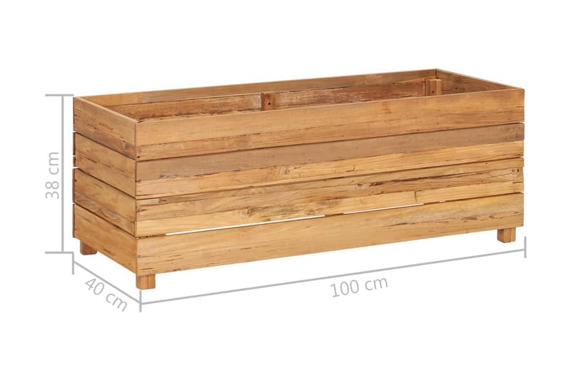 Blomlåda upphöjd 100x40x38 cm återvunnen teak och stål - Brun - Utemöbler - Övrigt utemöbler - Tillbehör - Övriga trädgårdstillbehör