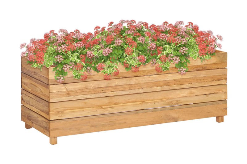 Blomlåda upphöjd 100x40x38 cm återvunnen teak och stål - Brun - Övriga trädgårdstillbehör - Blomlåda