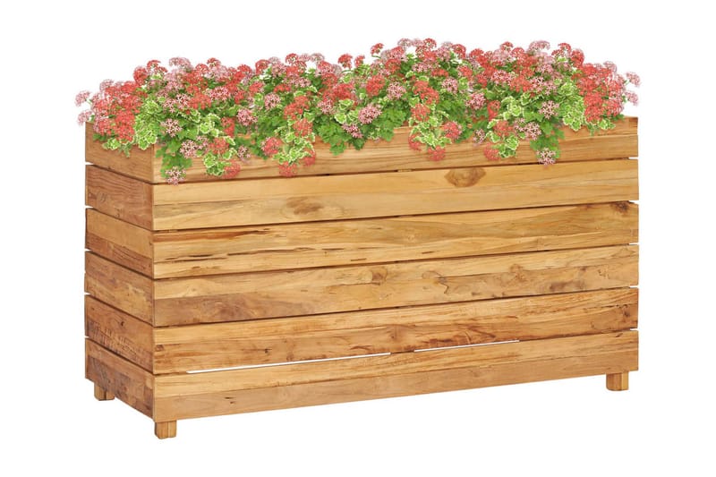 Blomlåda upphöjd 100x40x55 cm återvunnen teak och stål - Brun - Övriga trädgårdstillbehör - Blomlåda