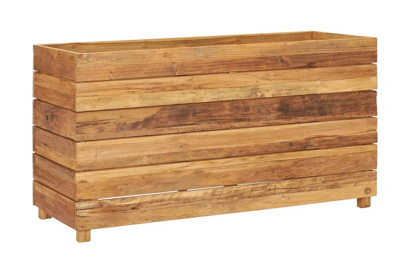 Blomlåda upphöjd 100x40x55 cm återvunnen teak och stål - Brun - Utemöbler - Övrigt utemöbler - Tillbehör - Övriga trädgårdstillbehör