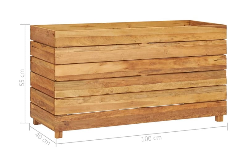 Blomlåda upphöjd 100x40x55 cm återvunnen teak och stål - Brun - Utemöbler - Övrigt utemöbler - Tillbehör - Övriga trädgårdstillbehör