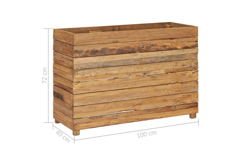 Blomlåda upphöjd 100x40x72 cm återvunnen teak och stål - Brun - Övriga trädgårdstillbehör - Blomlåda