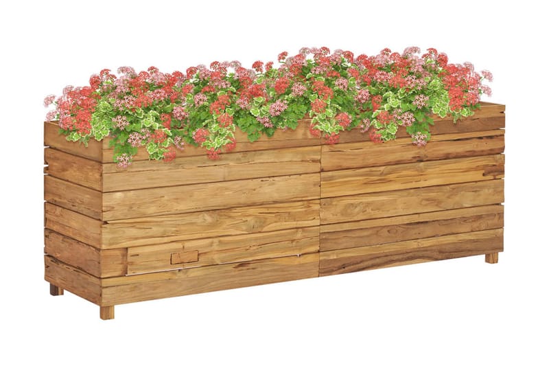 Blomlåda upphöjd 150x40x55 cm återvunnen teak och stål - Brun - Övriga trädgårdstillbehör - Blomlåda