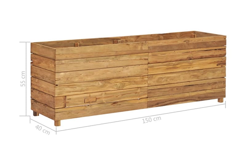 Blomlåda upphöjd 150x40x55 cm återvunnen teak och stål - Brun - Utemöbler - Övrigt utemöbler - Tillbehör - Övriga trädgårdstillbehör