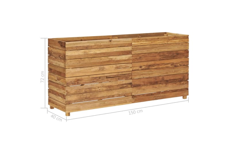 Blomlåda upphöjd 150x40x72 cm återvunnen teak och stål - Brun - Utemöbler - Övrigt utemöbler - Tillbehör - Övriga trädgårdstillbehör