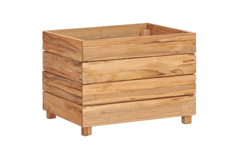 Blomlåda upphöjd 50x40x38 cm återvunnen teak och stål - Brun - Utemöbler - Övrigt utemöbler - Tillbehör - Övriga trädgårdstillbehör