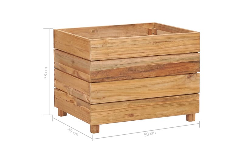 Blomlåda upphöjd 50x40x38 cm återvunnen teak och stål - Brun - Utemöbler - Övrigt utemöbler - Tillbehör - Övriga trädgårdstillbehör
