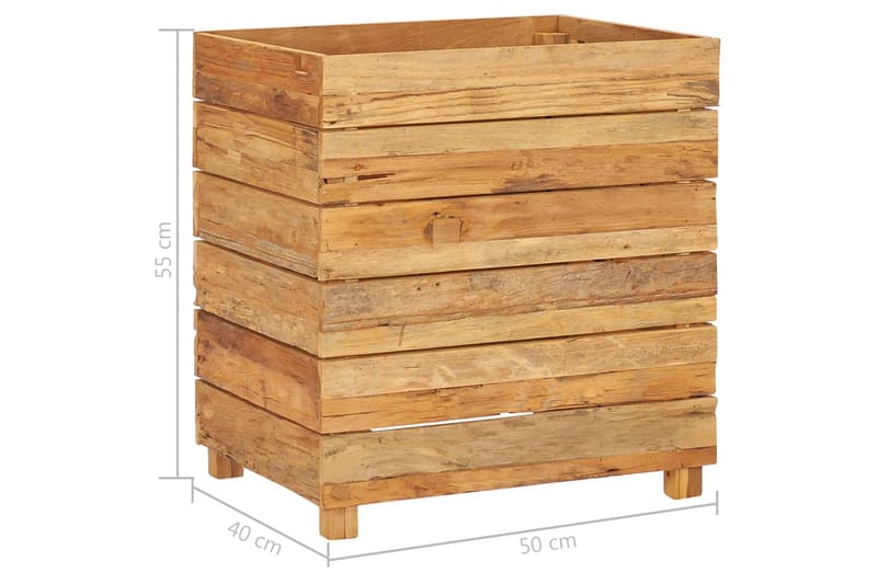 Blomlåda upphöjd 50x40x55 cm återvunnen teak och stål - Brun - Utemöbler - Övrigt utemöbler - Tillbehör - Övriga trädgårdstillbehör
