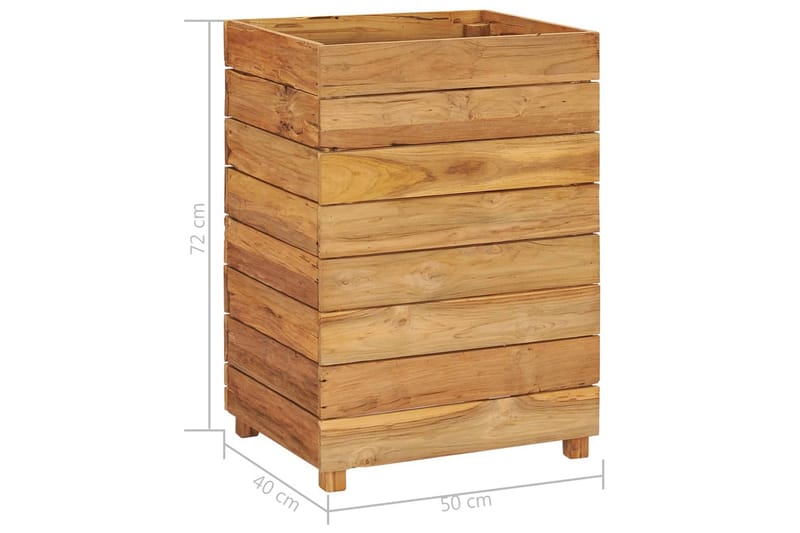 Blomlåda upphöjd 50x40x72 cm återvunnen teak och stål - Brun - Utemöbler - Övrigt utemöbler - Tillbehör - Övriga trädgårdstillbehör