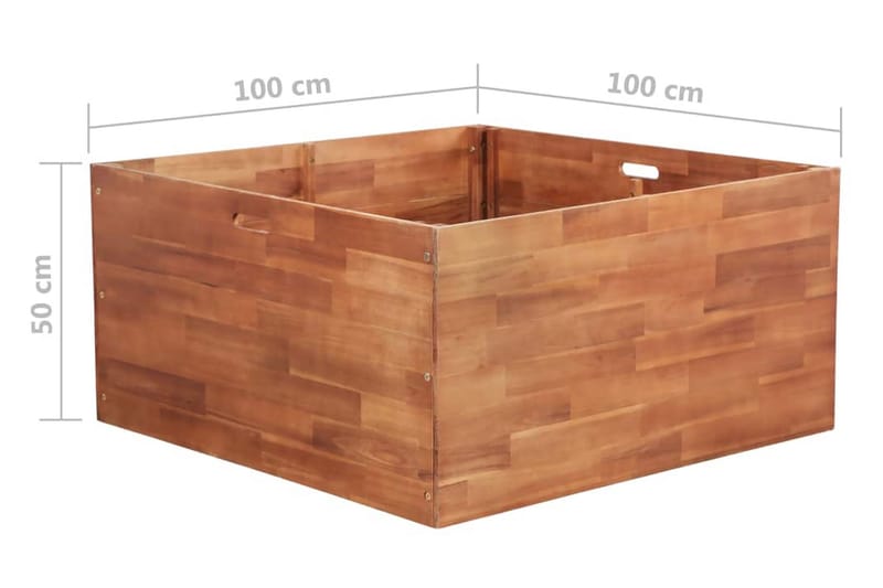 Blomlåda upphöjd akaciaträ 100x100x50 cm - Brun - Utemöbler - Övrigt utemöbler - Tillbehör - Övriga trädgårdstillbehör