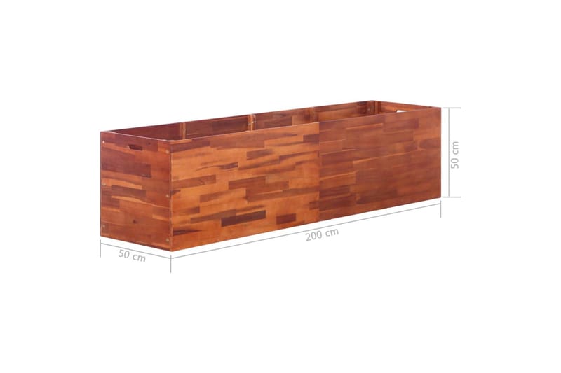 Blomlåda upphöjd akaciaträ 200x50x50 cm - Brun - Utemöbler - Övrigt utemöbler - Tillbehör - Övriga trädgårdstillbehör