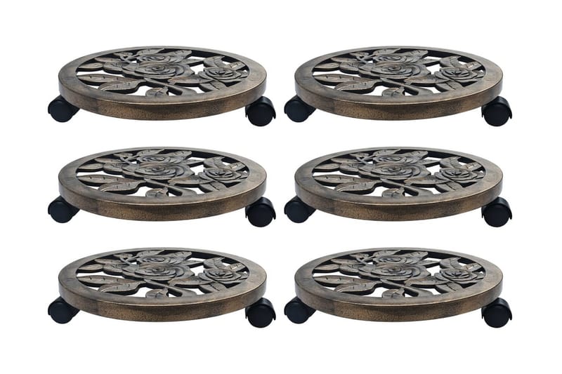 Blomvagnar 6 st brons 38 cm plast - Brun - Utemöbler - Övrigt utemöbler - Tillbehör - Övriga trädgårdstillbehör