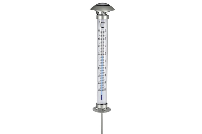 HI Soldriven termometer med lampa - Silver - Utomhustermometer - Övriga trädgårdstillbehör