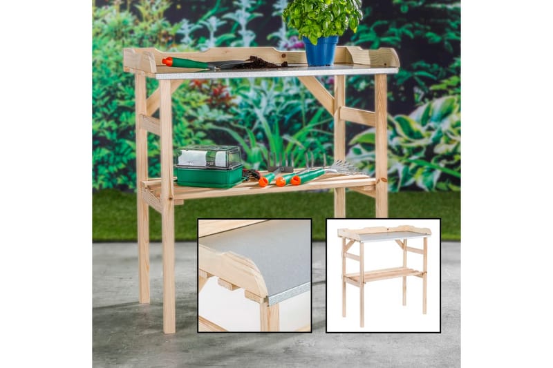 HI Planteringsbord trä 82x38x78 cm - Beige - Övriga trädgårdstillbehör - Planteringsbord