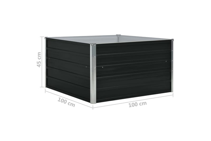 Odlingslåda 100x100x45 cm galvaniserat stål antracit - Grå - Utemöbler - Övrigt utemöbler - Tillbehör - Övriga trädgårdstillbehör