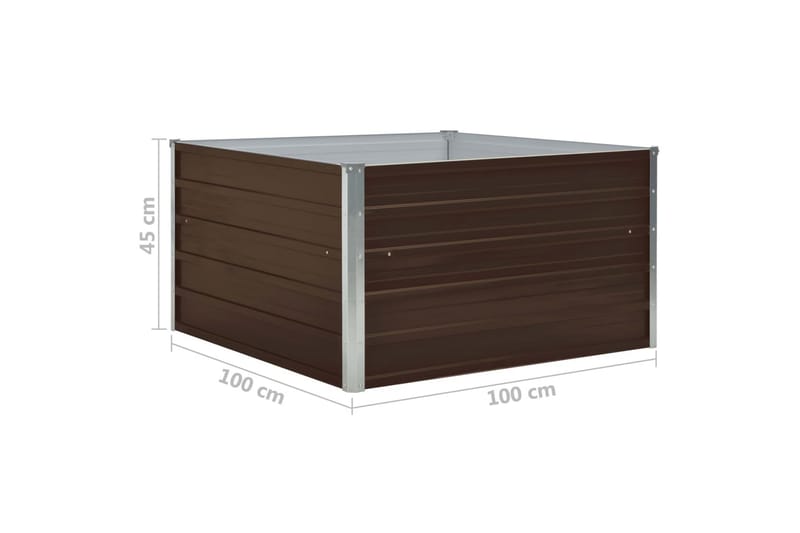 Odlingslåda 100x100x45 cm galvaniserat stål brun - Brun - Utemöbler - Övrigt utemöbler - Tillbehör - Övriga trädgårdstillbehör