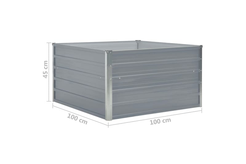Odlingslåda 100x100x45 cm galvaniserat stål grå - Grå - Utemöbler - Övrigt utemöbler - Tillbehör - Övriga trädgårdstillbehör