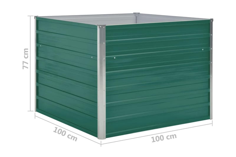 Odlingslåda 100x100x77 cm galvaniserad stål grön - Grön - Utemöbler - Övrigt utemöbler - Tillbehör - Övriga trädgårdstillbehör