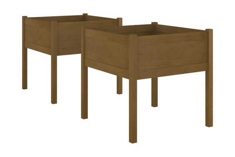 Odlingslåda 2 st honungsbrun 70x70x70 cm massiv furu - Honung - Utemöbler - Övrigt utemöbler - Tillbehör - Övriga trädgårdstillbehör