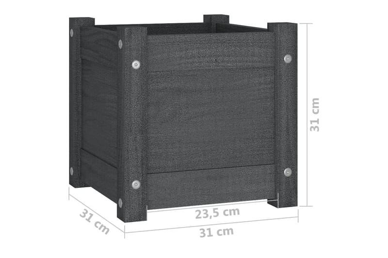 Odlingslåda grå 31x31x31 cm massiv furu - Grå - Utemöbler - Övrigt utemöbler - Tillbehör - Övriga trädgårdstillbehör