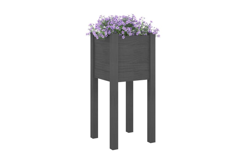 Odlingslåda grå 31x31x70 cm massiv furu - Grå - Utemöbler - Övrigt utemöbler - Tillbehör - Övriga trädgårdstillbehör