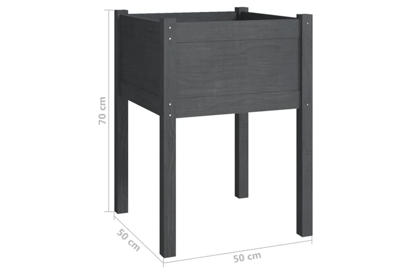 Odlingslåda grå 50x50x70 cm massiv furu - Grå - Utemöbler - Övrigt utemöbler - Tillbehör - Övriga trädgårdstillbehör