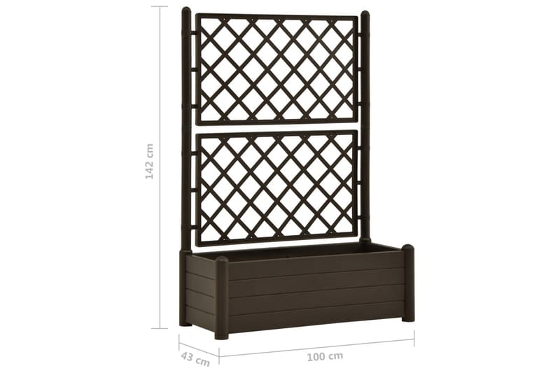 Odlingslåda med spaljé 100x43x142 cm PP mocka - Antracit - Utemöbler - Övrigt utemöbler - Tillbehör - Övriga trädgårdstillbehör