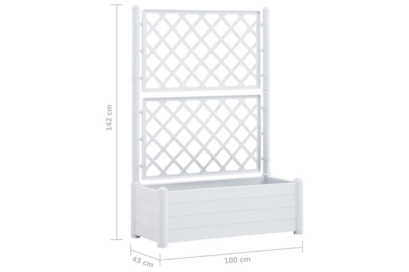 Odlingslåda med spaljé 100x43x142 cm PP vit - Vit - Utemöbler - Övrigt utemöbler - Tillbehör - Övriga trädgårdstillbehör