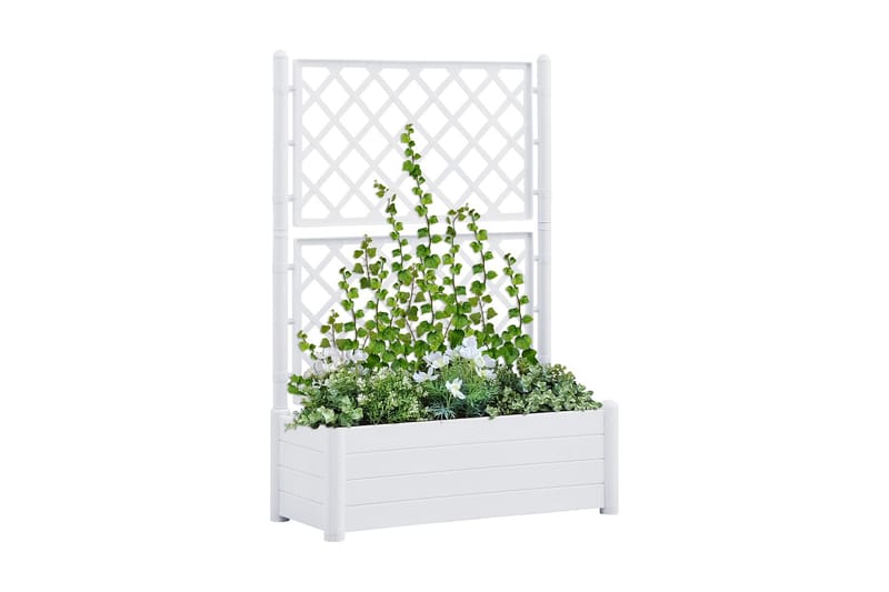 Odlingslåda med spaljé 100x43x142 cm PP vit - Vit - Utemöbler - Övrigt utemöbler - Tillbehör - Övriga trädgårdstillbehör
