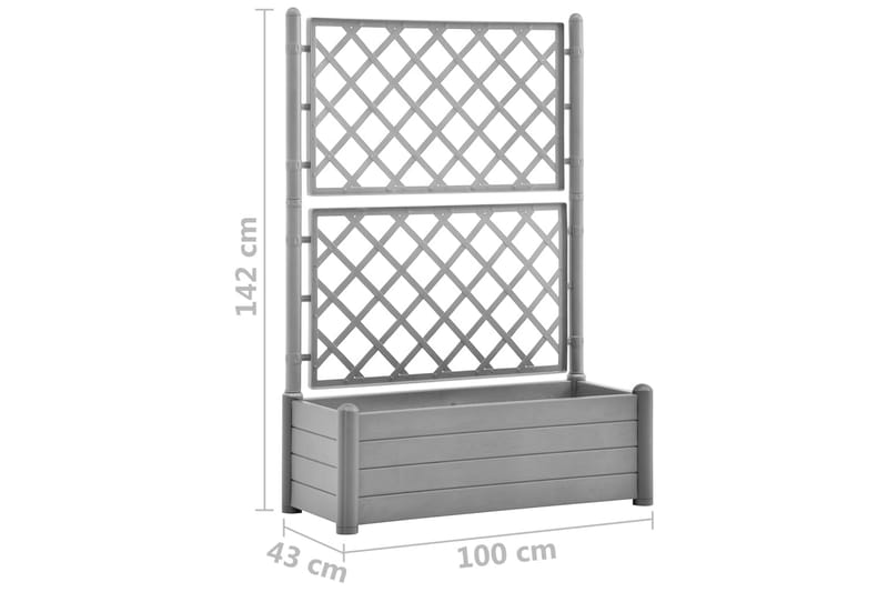 Odlingslåda med spaljé 100x43x142 cm PP grå - Grå - Utemöbler - Övrigt utemöbler - Tillbehör - Övriga trädgårdstillbehör