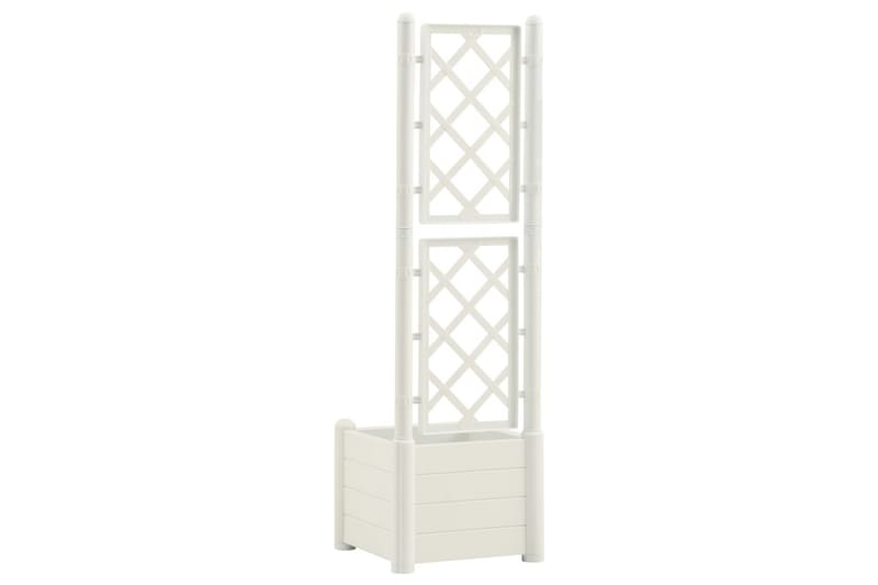 Odlingslåda med spaljé 43x43x142 cm PP vit - Vit - Utemöbler - Övrigt utemöbler - Tillbehör - Övriga trädgårdstillbehör