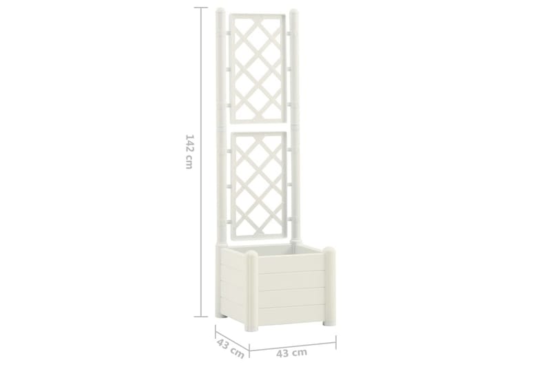 Odlingslåda med spaljé 43x43x142 cm PP vit - Vit - Utemöbler - Övrigt utemöbler - Tillbehör - Övriga trädgårdstillbehör