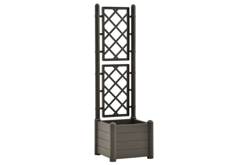 Odlingslåda med spaljé 43x43x142 cm PP antracit - Grå - Utemöbler - Övrigt utemöbler - Tillbehör - Övriga trädgårdstillbehör