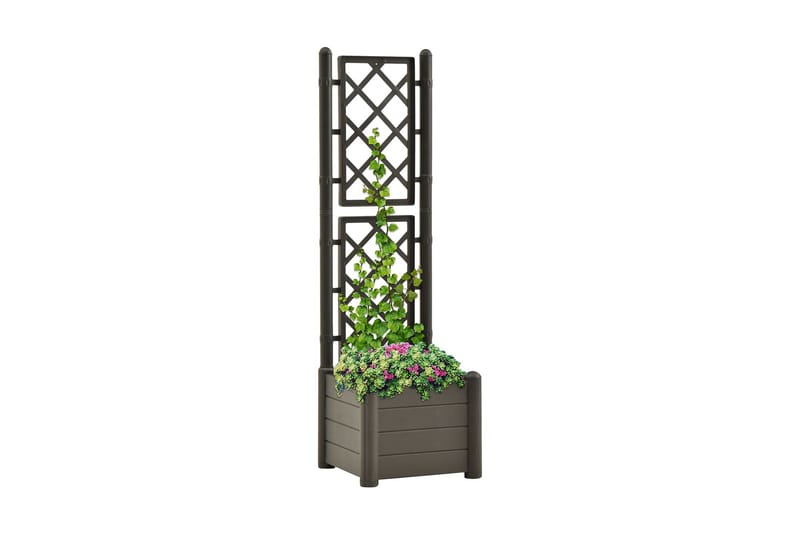 Odlingslåda med spaljé 43x43x142 cm PP antracit - Grå - Utemöbler - Övrigt utemöbler - Tillbehör - Övriga trädgårdstillbehör