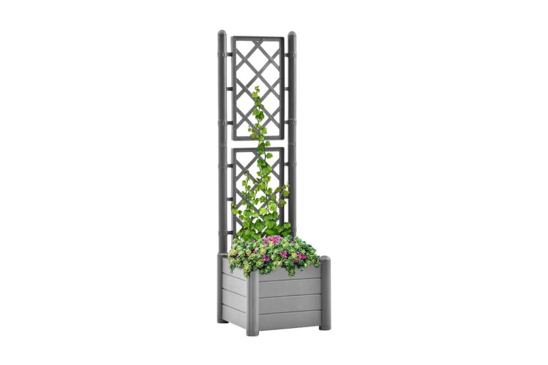 Odlingslåda med spaljé 43x43x142 cm PP stengrå - Grå - Utemöbler - Övrigt utemöbler - Tillbehör - Övriga trädgårdstillbehör