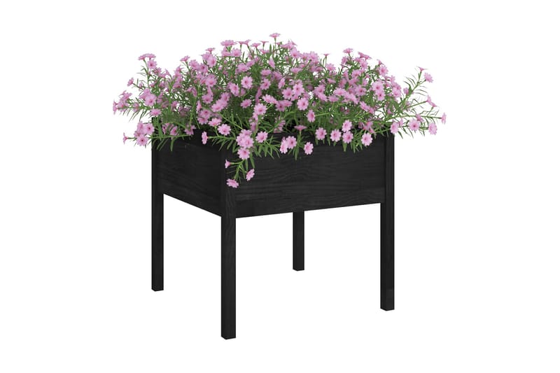 Odlingslåda svart 70x70x70 cm massiv furu - Svart - Utemöbler - Övrigt utemöbler - Tillbehör - Övriga trädgårdstillbehör