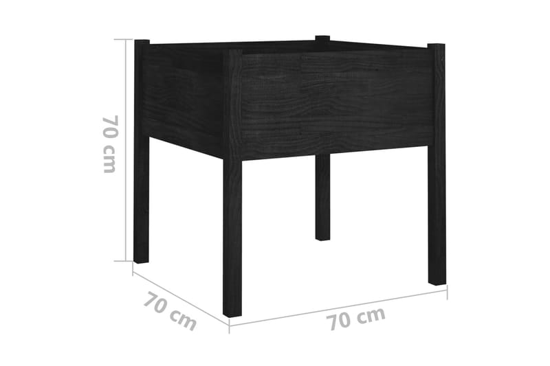 Odlingslåda svart 70x70x70 cm massiv furu - Svart - Utemöbler - Övrigt utemöbler - Tillbehör - Övriga trädgårdstillbehör