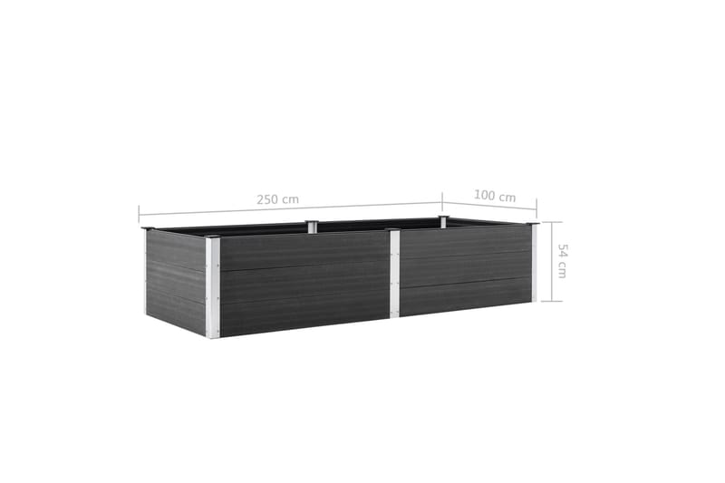 Odlingslåda upphöjd 250x100x54 cm WPC grå - Grå - Utemöbler - Övrigt utemöbler - Tillbehör - Övriga trädgårdstillbehör