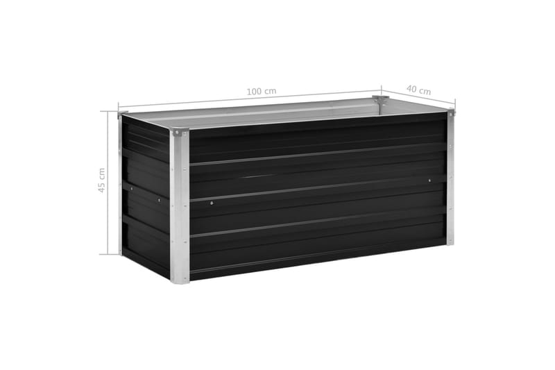 Odlingslåda upphöjd antracit 100x40x45 cm galvaniserat stål - Grå - Utemöbler - Övrigt utemöbler - Tillbehör - Övriga trädgårdstillbehör