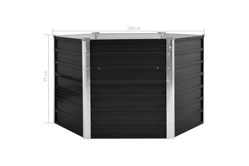 Odlingslåda upphöjd antracit 129x129x77 cm galvaniserat stål - Grå - Utemöbler - Övrigt utemöbler - Tillbehör - Övriga trädgårdstillbehör