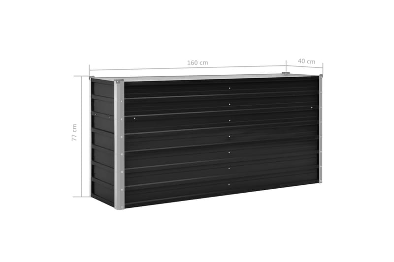 Odlingslåda upphöjd antracit 160x40x77 cm galvaniserat stål - Grå - Utemöbler - Övrigt utemöbler - Tillbehör - Övriga trädgårdstillbehör