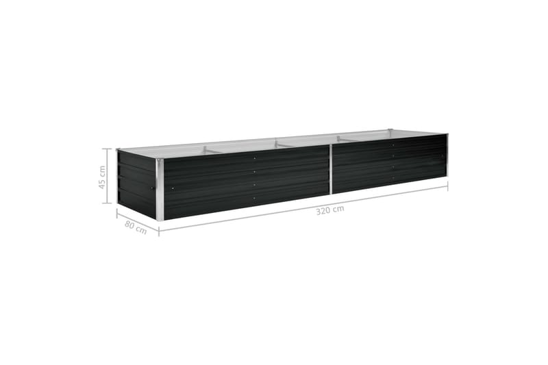 Odlingslåda upphöjd antracit 320x80x45 cm galvaniserat stål - Grå - Utemöbler - Övrigt utemöbler - Tillbehör - Övriga trädgårdstillbehör