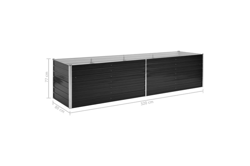 Odlingslåda upphöjd antracit 320x80x77 cm galvaniserat stål - Grå - Utemöbler - Övrigt utemöbler - Tillbehör - Övriga trädgårdstillbehör
